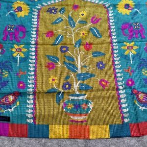 Louis Feraud Vintage Multi-color Flower Birds Pot 33x34"‎ Silk Scarf